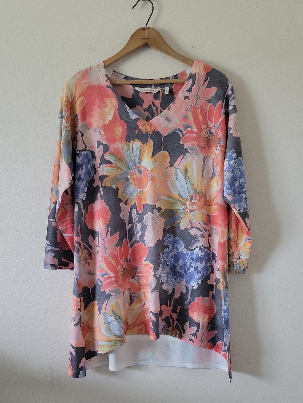 Soft Surroundings Sublimated Wild Flower Knit Tunic Size XL